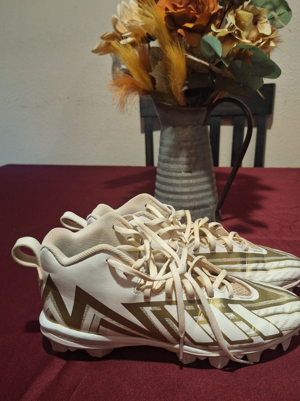 Adidas White and Gold Men's Athletic Cleats